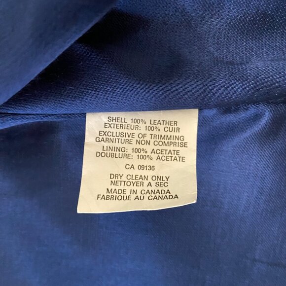 Vintage Dark blue Leather Womens Blazer Americano Jacket Medium Notch Lapel … - Picture 9 of 16